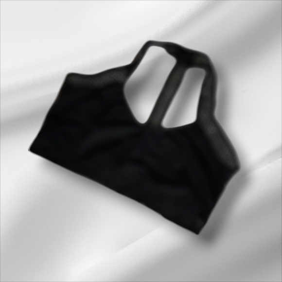 Racerback Mesh-Inset Sports Bra in Black - Picture 3 of 4